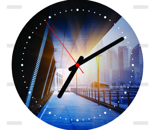 Cityscape Sunrise Wall Clock