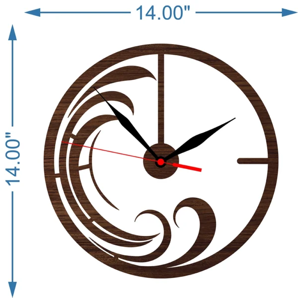 Wooden Wave Wall Clock Size