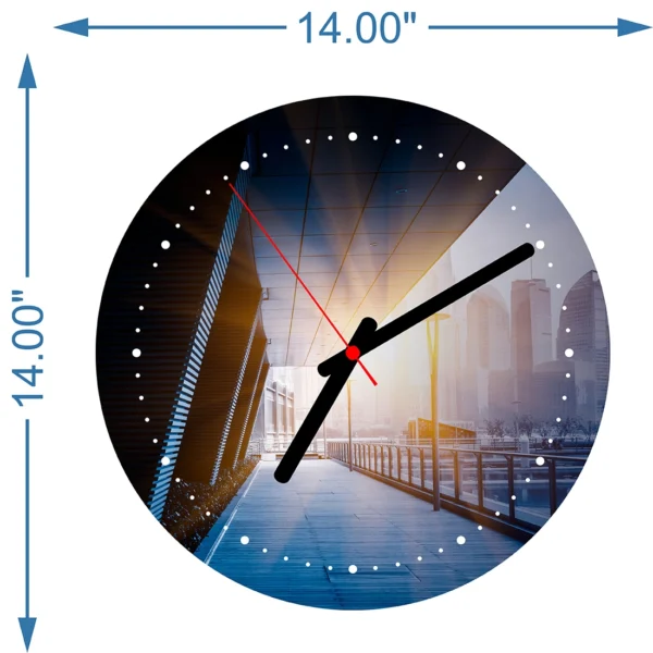 Cityscape Sunrise Wall Clock Size